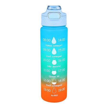 AJF Set of 3 Sports BPA-Free Water Bottles with Time Marker - 2000ml, 800ml & 280ml, Sea Blue - Image 4