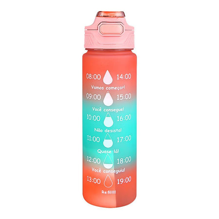 AJF Set of 3 Sports BPA-Free Water Bottles with Time Marker - 2000ml, 800ml & 280ml, Pink - Image 4
