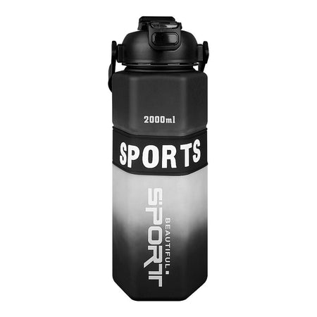 AJF Set of 3 Sports BPA-Free Water Bottles with Time Marker - 2000ml, 800ml & 280ml, Black - Image 3