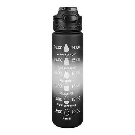 AJF Set of 3 Sports BPA-Free Water Bottles with Time Marker - 2000ml, 800ml & 280ml, Black - Image 4