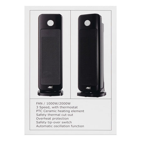 Anex Deluxe Fan Heater, 2000W, Black, AG-5014 - Image 5