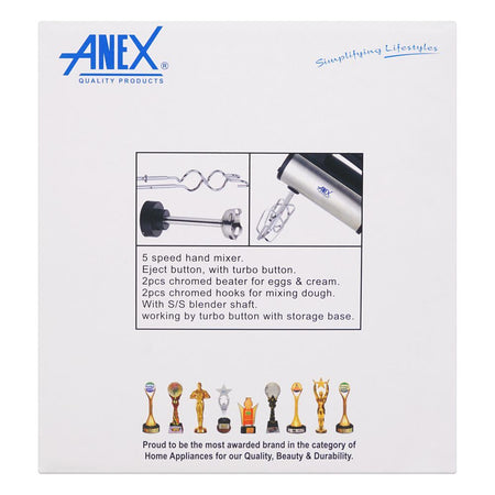 Anex Deluxe Hand Mixer, 300W, Black/Silver, AG-398 - Image 5