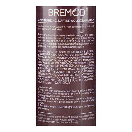 Bremod Moisturizing and After Color Shampoo, For Color Treated Hair, 400ml - Image 3