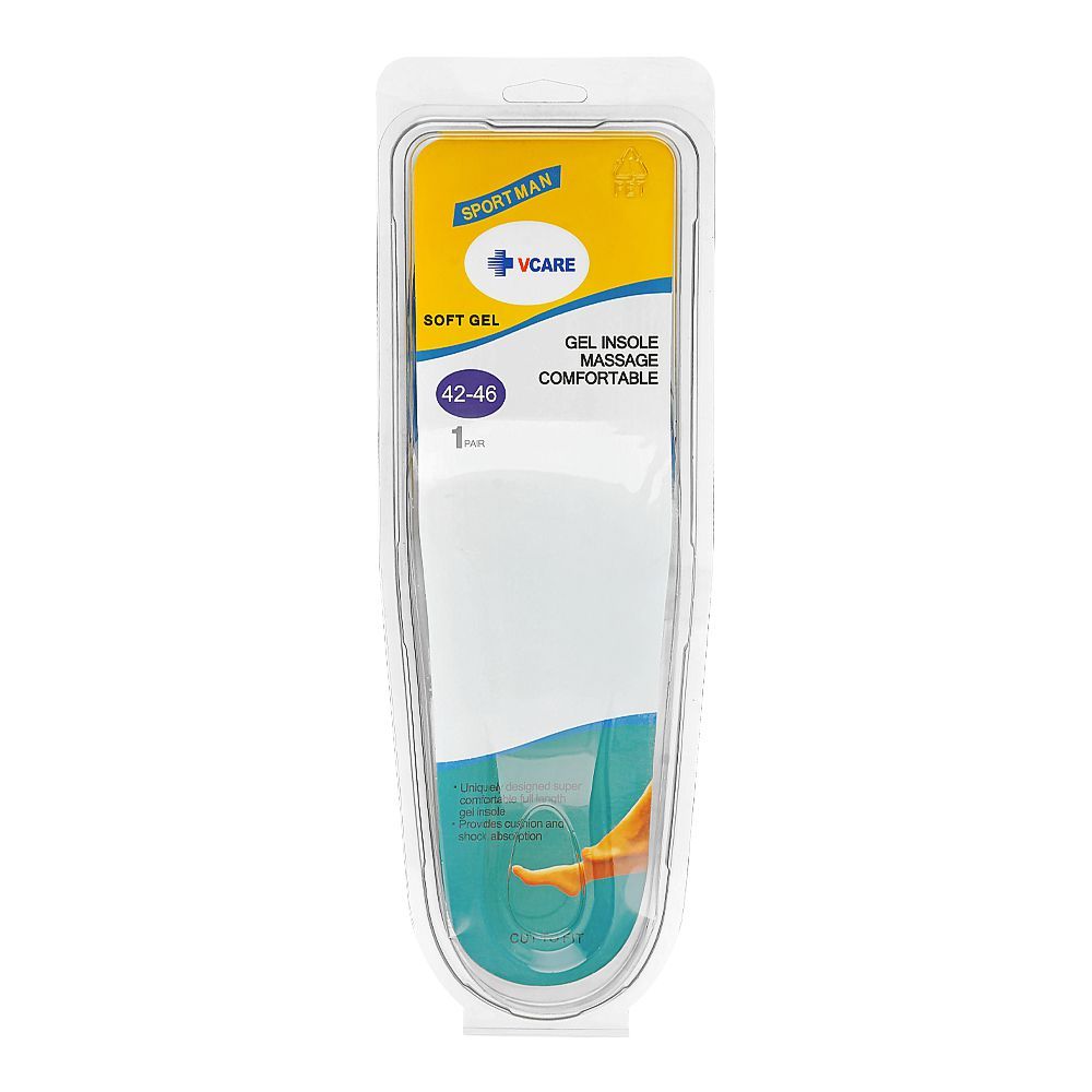 VCare Sport Man Comfort Heel Pads – Gel Insole, Massage & Cushioning, 42-46, 1-Pair - Image 2