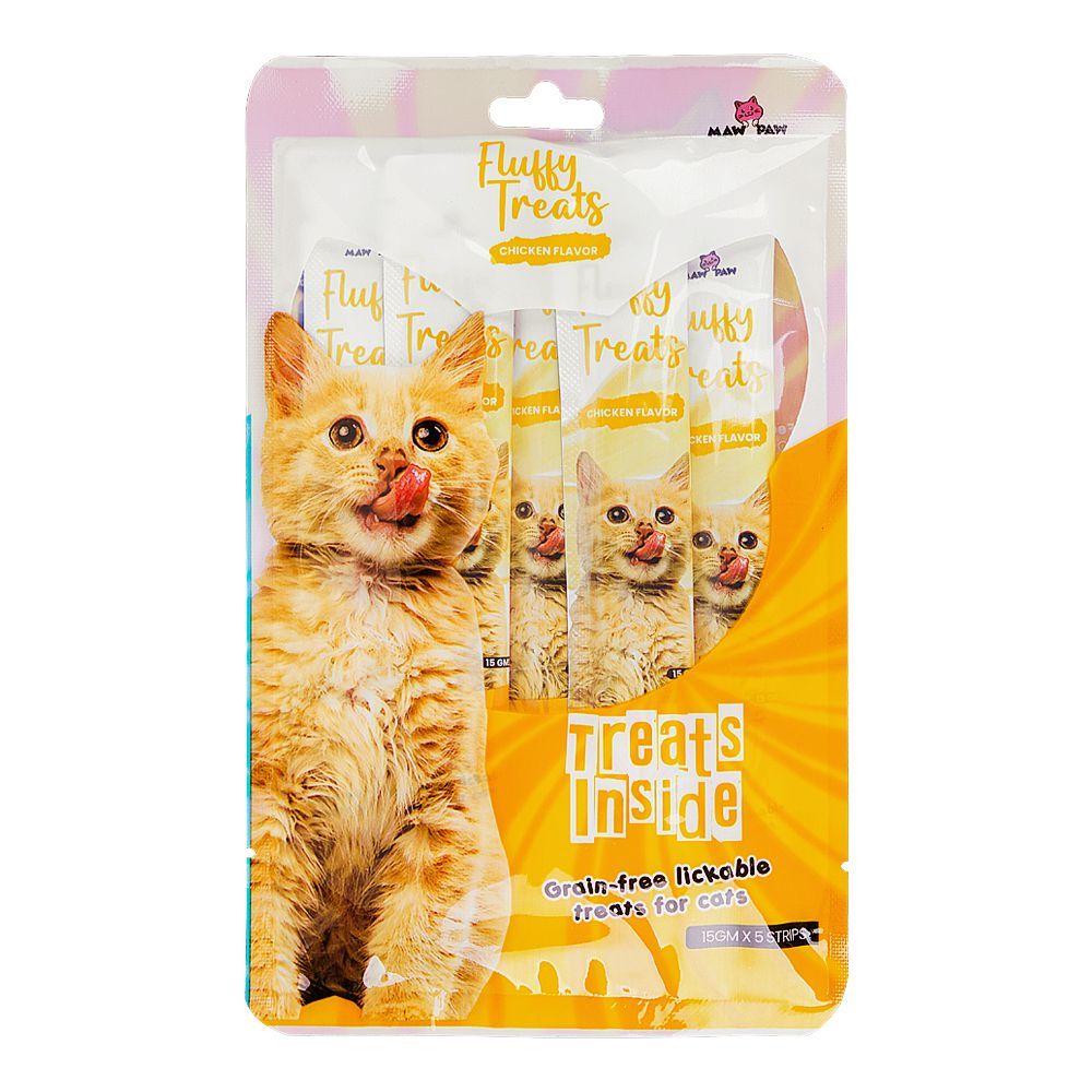 Maw & Paw Fluffy Treats For Cats, Chicken Flavor, Grain Free, 15g x 5 Strips - Main Image