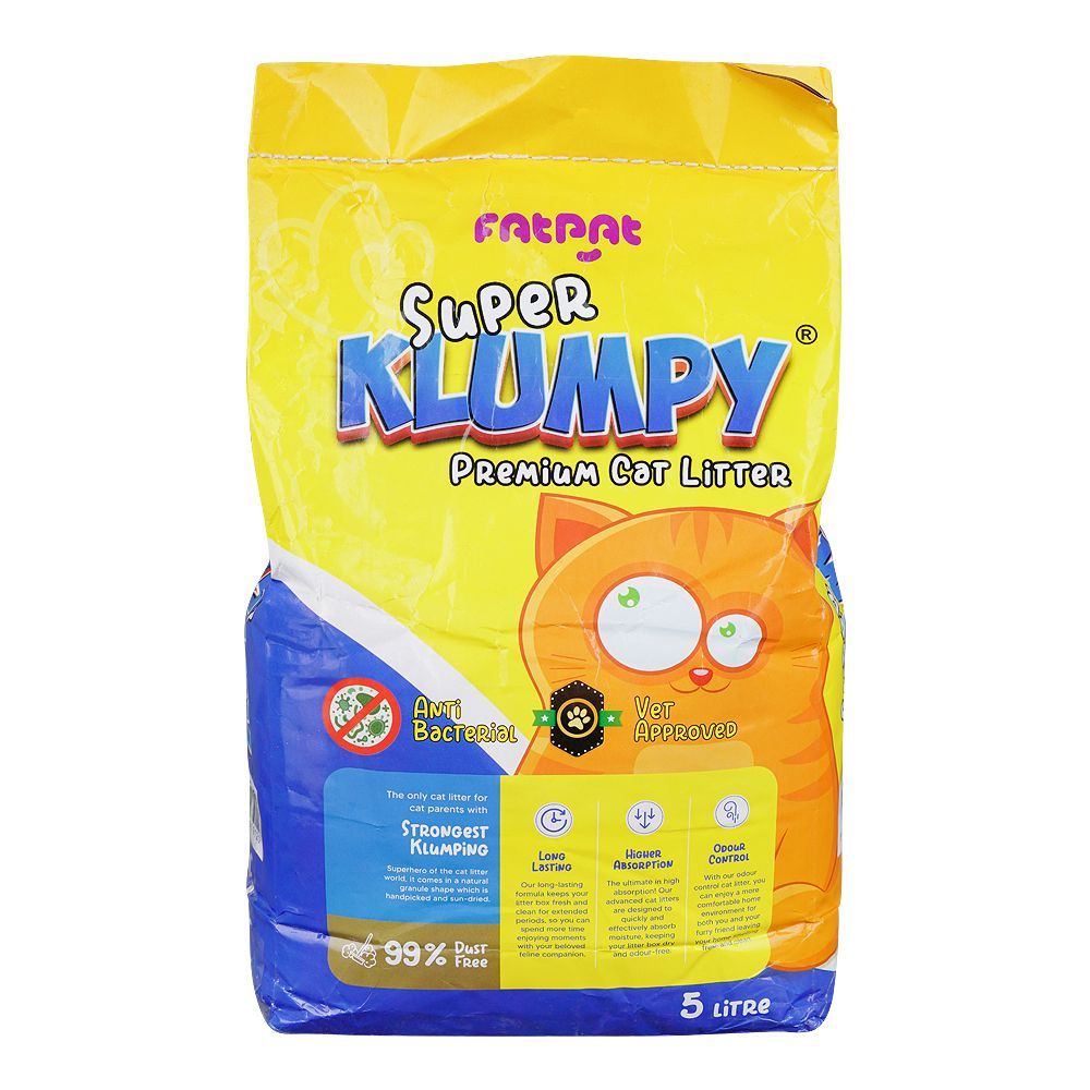 Fat Pat Super Klumpy Premium Cat Litter, Anti-Bacterial, Vet-Approved, 5 Liter Bag - Main Image
