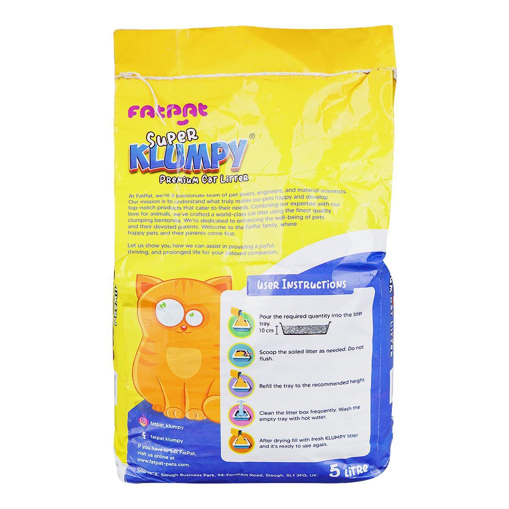 Fat Pat Super Klumpy Premium Cat Litter, Anti-Bacterial, Vet-Approved, 5 Liter Bag - Image 2