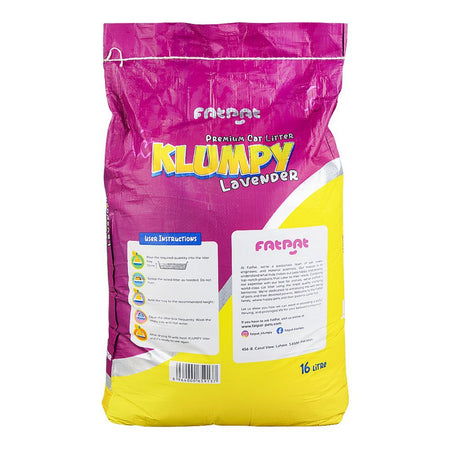 Fat Pat Klumpy Cat Litter, Lavender Scented, Anti-Bacterial, Vet-Approved, 16 Liter Bag - Image 2