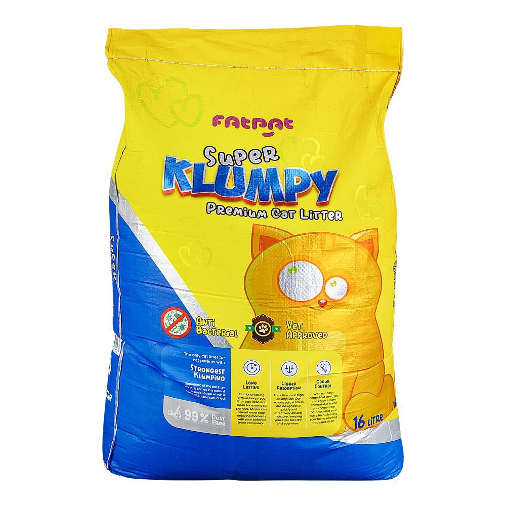 Fat Pat Super Klumpy Premium Cat Litter, Anti-Bacterial, Vet-Approved, 16 Liter Bag - Main Image