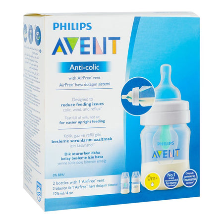 Avent Anti-Colic Air Free Feeder/Feeding Bottle, For 0+ Months Babies, 125ml, 2-Pack, SCF810/24 - Image 2