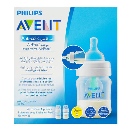 Avent Anti-Colic Air Free Feeder/Feeding Bottle, For 0+ Months Babies, 125ml, 2-Pack, SCF810/24 - Image 3