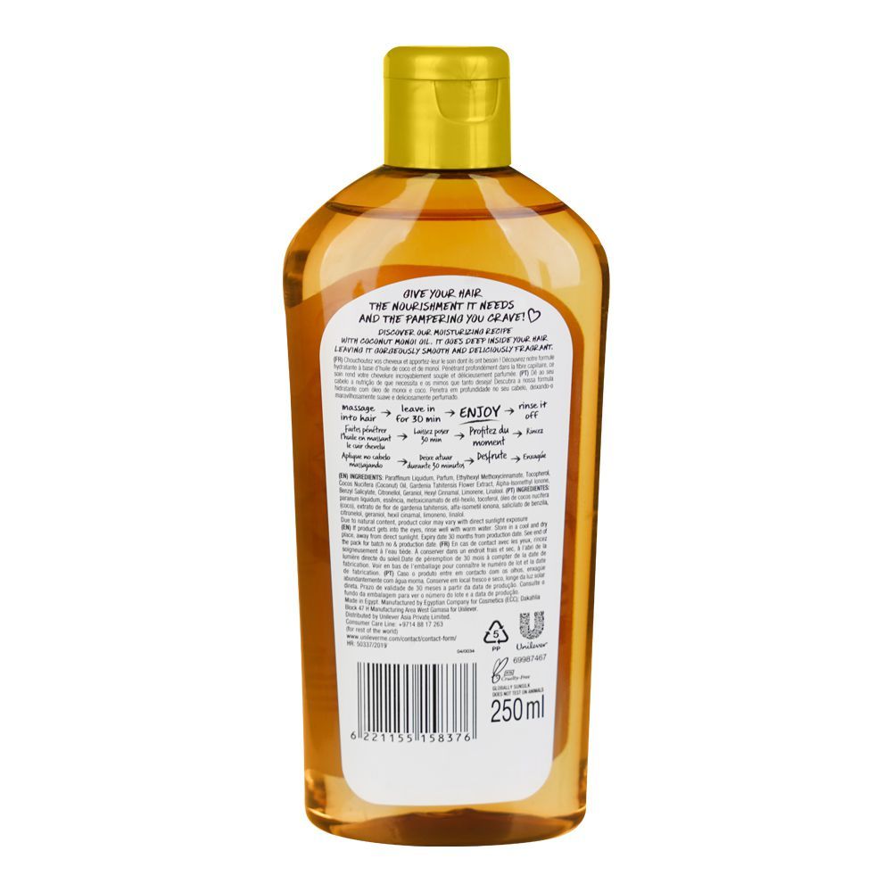 Sunsilk Natural Recharge Give Me Smooth Coconut Monoi Hair Oil, 250ml - Image 2