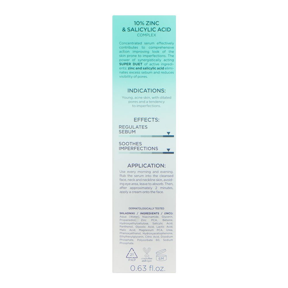 Eveline Super Duet 10% Zinc & Salicylic Acid Complex Anti-Blemish Serum, 18ml - Image 2
