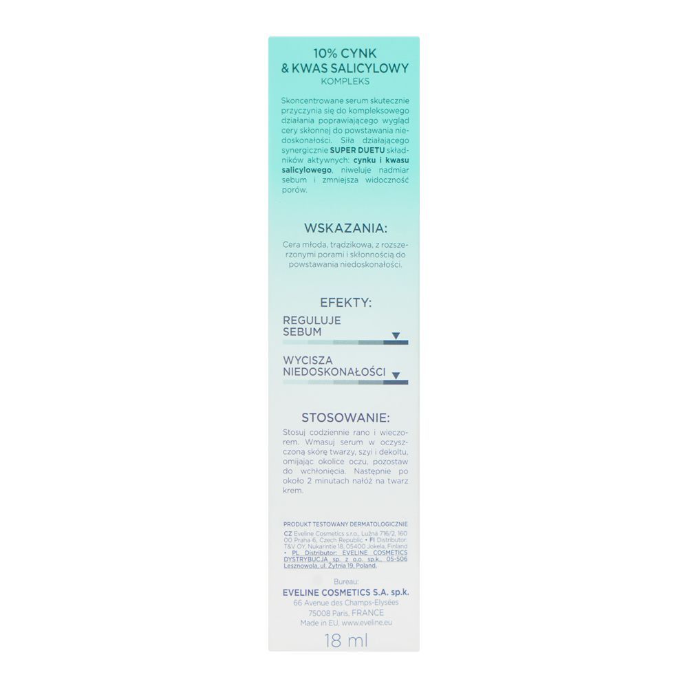 Eveline Super Duet 10% Zinc & Salicylic Acid Complex Anti-Blemish Serum, 18ml - Image 3
