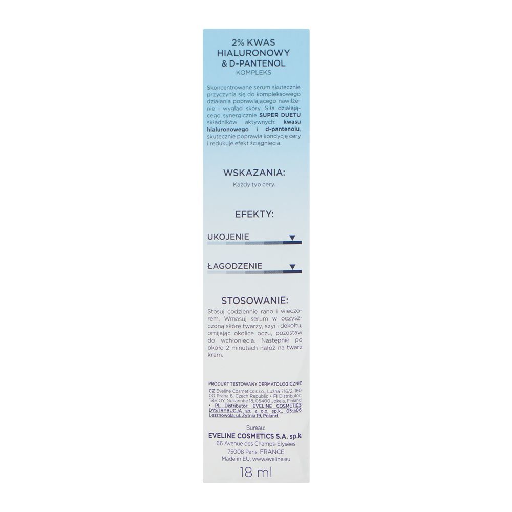 Eveline Super Duet 2% Hyaluronic Acid & D-Panthenol Complex Moisturizing Serum, 18ml - Image 4
