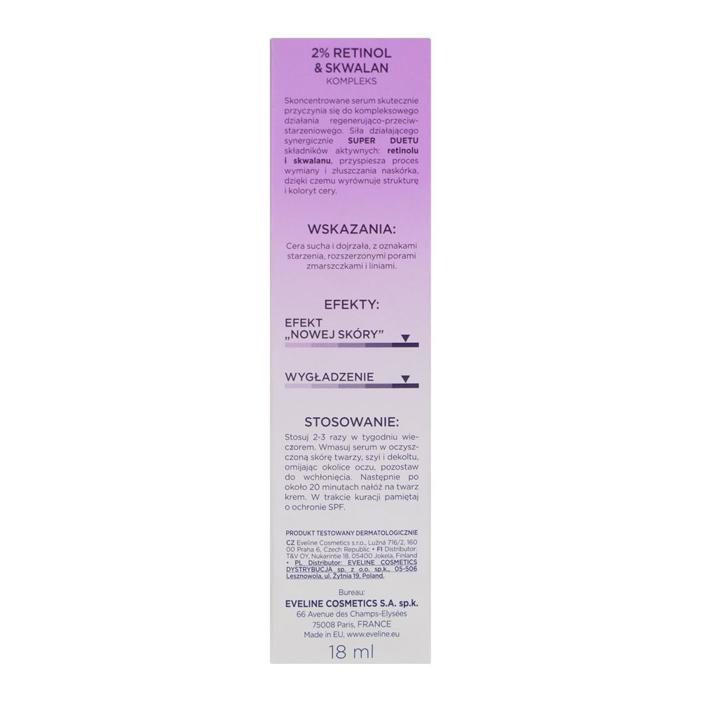 Eveline Super Duet 2% Retinol & Squalane Complex Repair Serum, 18ml - Image 2
