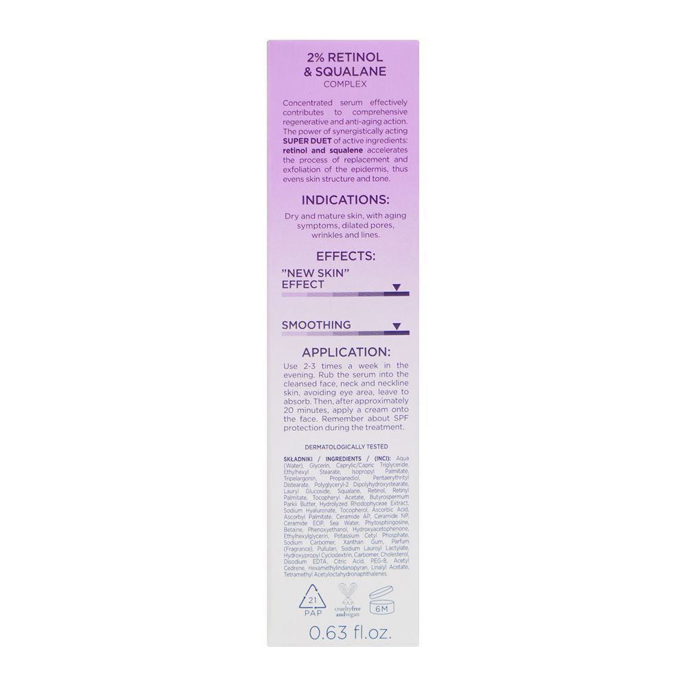 Eveline Super Duet 2% Retinol & Squalane Complex Repair Serum, 18ml - Image 3