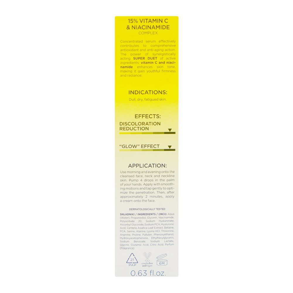 Eveline Super Duet 15% Vitamin C & Niacinamide Complex Serum Against Discoloration, 18ml - Image 3