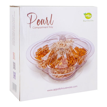 Appollo Pearl 4 Compartments Dry Fruit Tray With Lid, Amber - Image 3