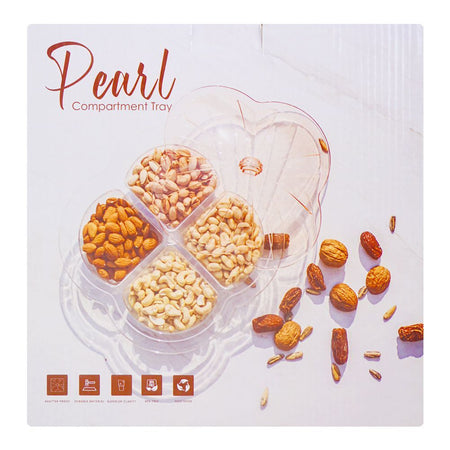 Appollo Pearl 4 Compartments Dry Fruit Tray With Lid, Amber - Image 4