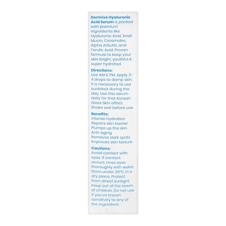 Dermive Hyaluronic Acid Serum, For All Skin Types, 20ml - Image 2