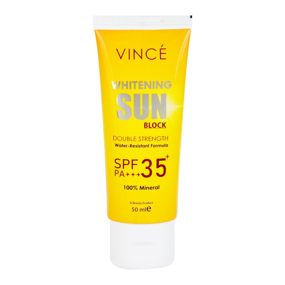 Vince Whitening Double Strength Sunblock, Mineral Sunscreen, Waterproof, SPF-35, PA+++, 50ml - Main Image