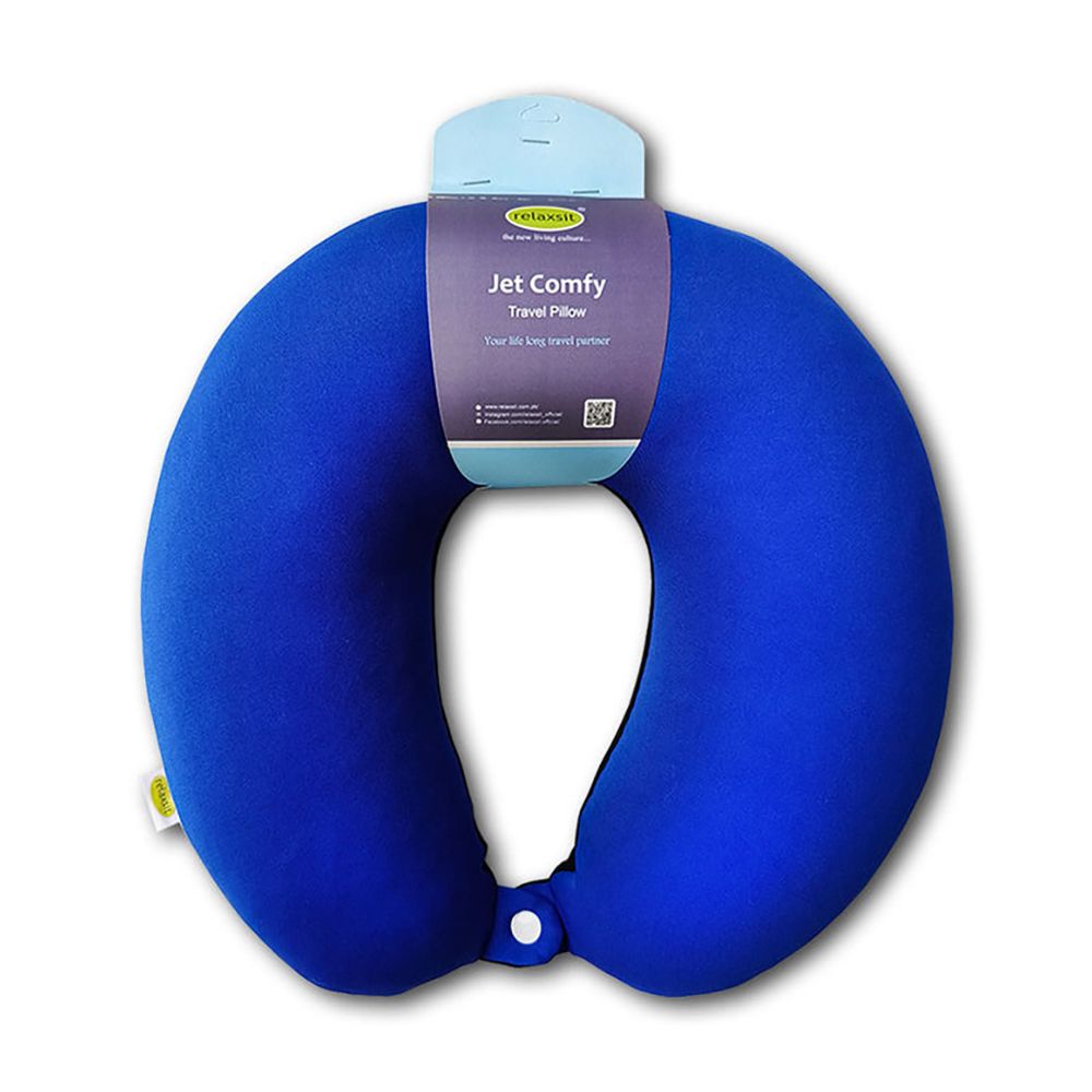 Relaxsit Fiber Two-Tone Neck Pillow, For Travel, Home & Office, Blue, 13"x12" - Main Image