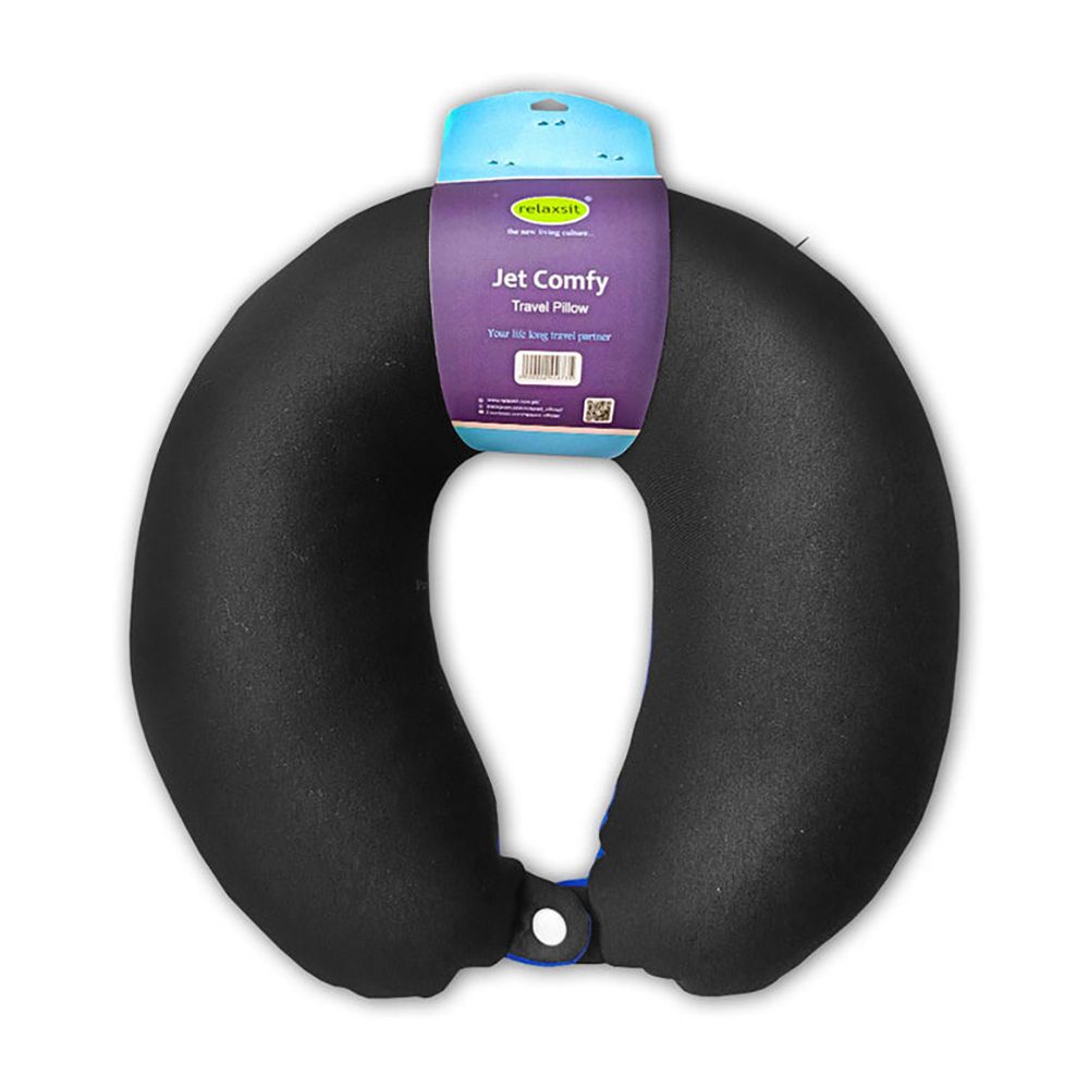 Relaxsit Fiber Two-Tone Neck Pillow, For Travel, Home & Office, Blue, 13"x12" - Image 2
