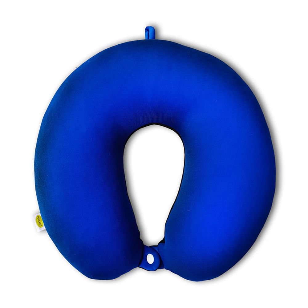 Relaxsit Fiber Two-Tone Neck Pillow, For Travel, Home & Office, Blue, 13"x12" - Image 3