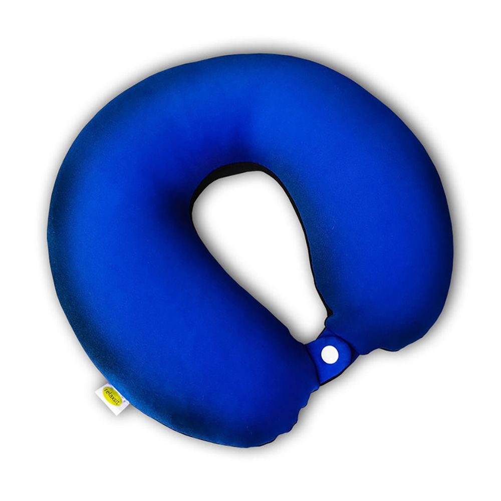 Relaxsit Fiber Two-Tone Neck Pillow, For Travel, Home & Office, Blue, 13"x12" - Image 5