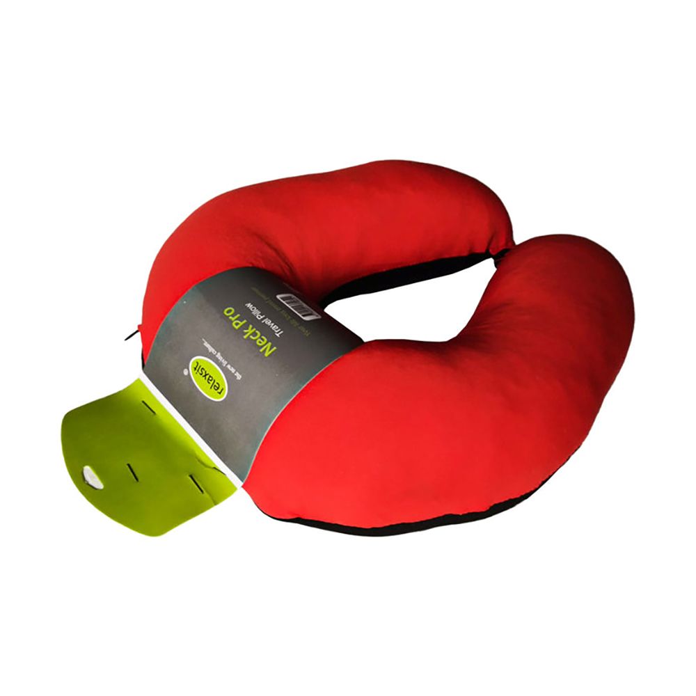 Relaxsit Fiber Two-Tone Neck Pillow, For Travel, Home & Office, Red, 13"x12" - Image 3