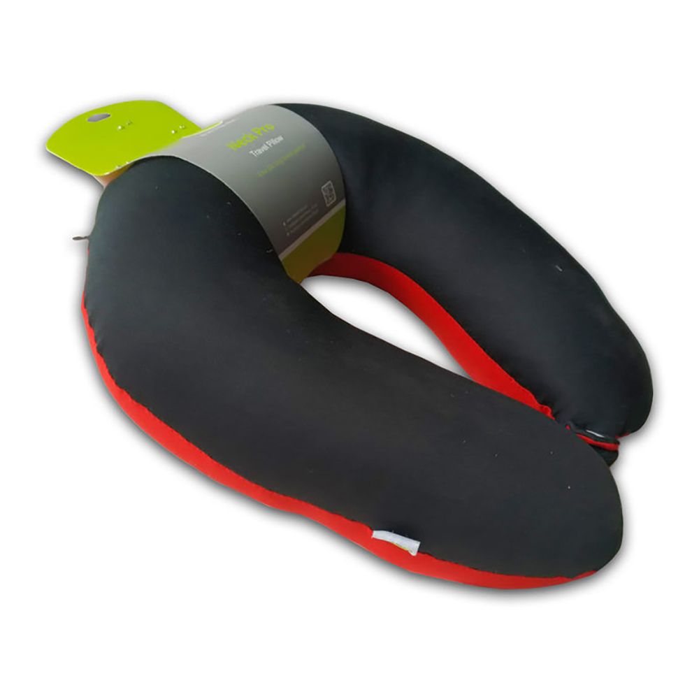 Relaxsit Fiber Two-Tone Neck Pillow, For Travel, Home & Office, Red, 13"x12" - Image 4