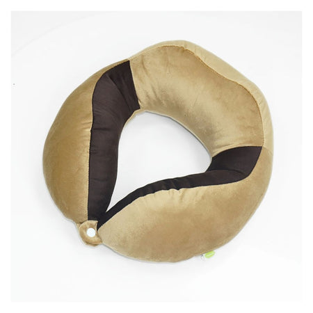 Relaxsit Velveto Neck Pillow, For Travel, Home & Office, Beige, 10.63" x 10.63" - Image 2