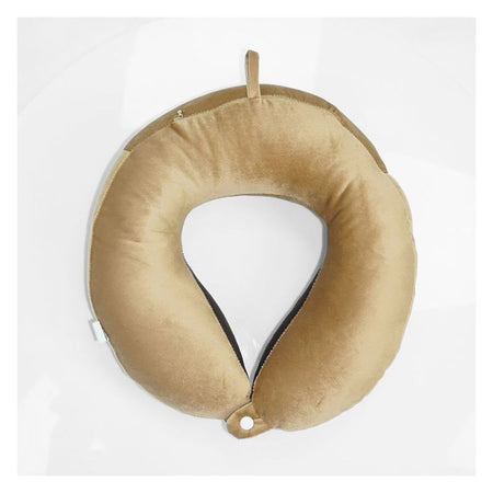 Relaxsit Velveto Neck Pillow, For Travel, Home & Office, Beige, 10.63" x 10.63" - Image 4