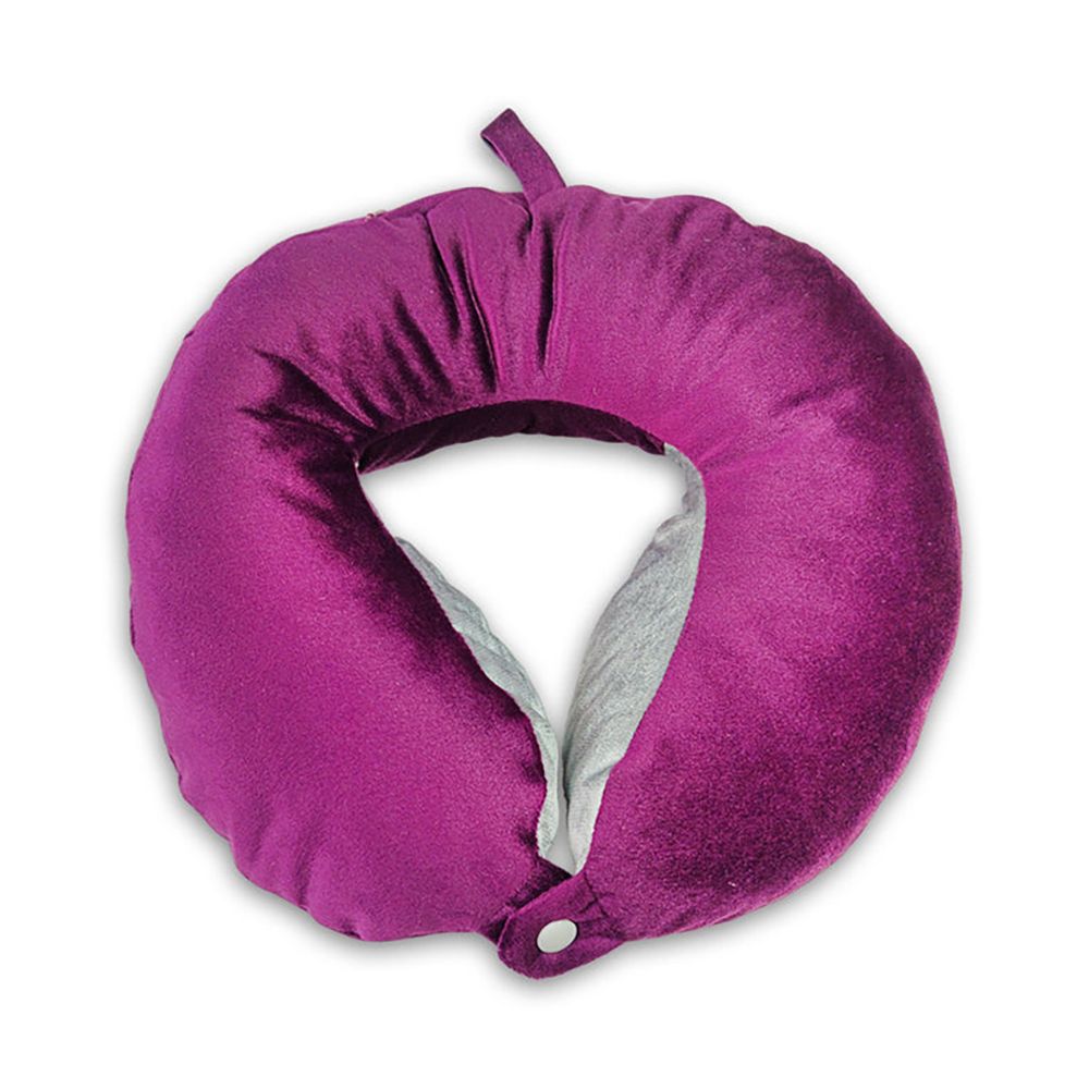 Relaxsit Velveto Neck Pillow, For Travel, Home & Office, Purple, 10.63" x 10.63" - Main Image