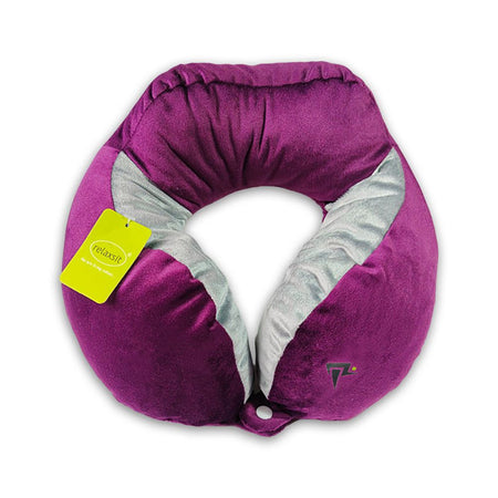 Relaxsit Velveto Neck Pillow, For Travel, Home & Office, Purple, 10.63" x 10.63" - Image 2