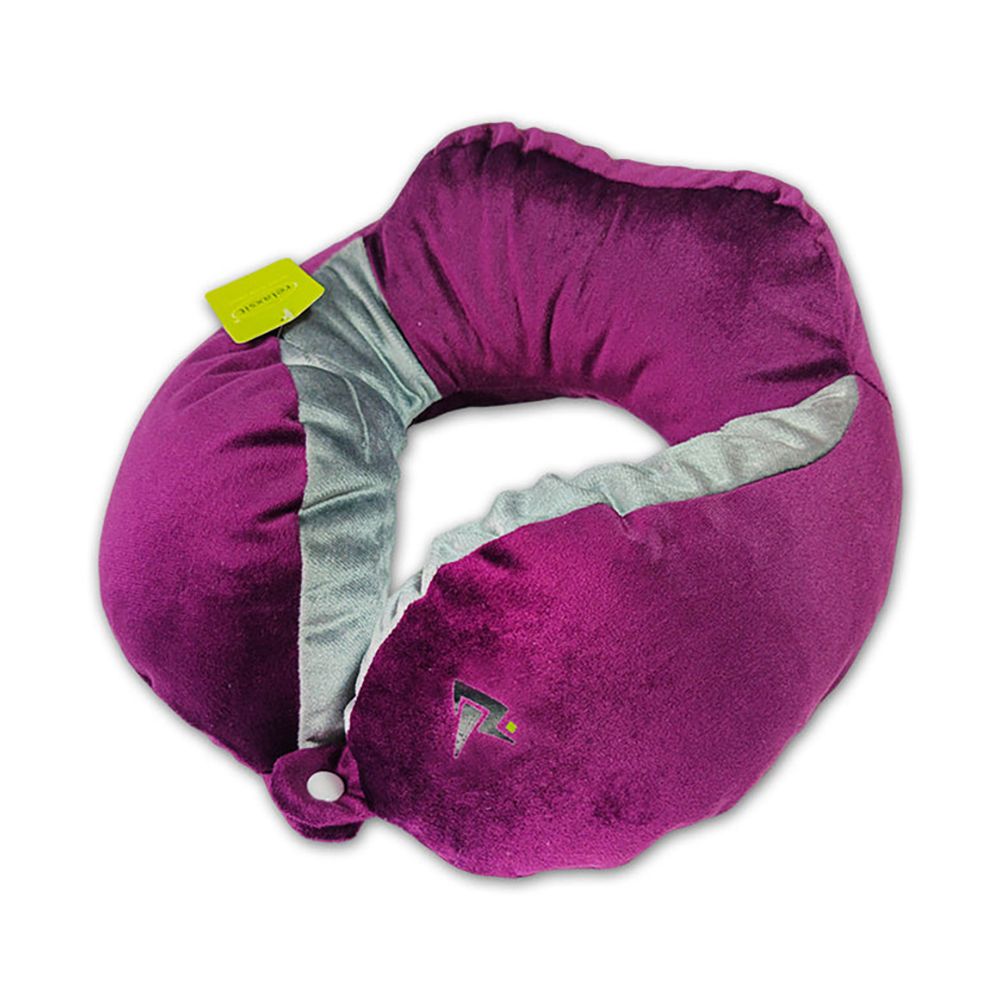 Relaxsit Velveto Neck Pillow, For Travel, Home & Office, Purple, 10.63" x 10.63" - Image 3