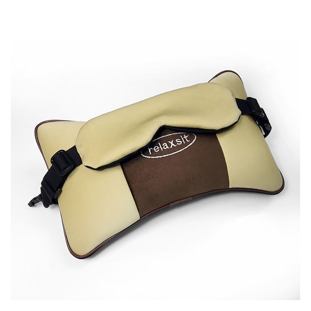 Relaxsit Travel Buddy Pro 3in1 Eye Mask, Car & Neck Pillow, For Travel, Home & Office, Beige, 7" x 14" - Image 3