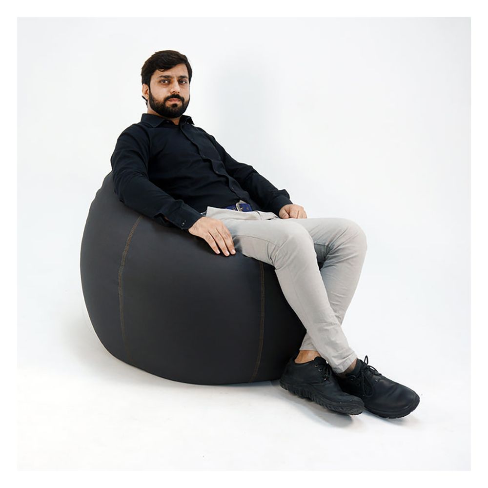Relaxsit Puffy Leather Bean Bag, Brown, 43.31" x 31.5" - Main Image
