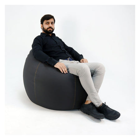 Relaxsit Puffy Leather Bean Bag, Brown, 43.31" x 31.5" - Main Image