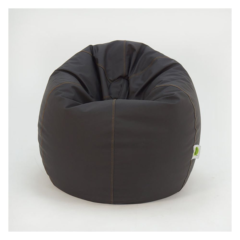 Relaxsit Puffy Leather Bean Bag, Brown, 43.31" x 31.5" - Image 4