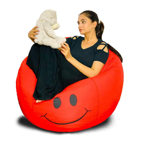 Relaxsit Smiley Fabric Bean Bag, Red, 22.83" x 29.53" - Image 2
