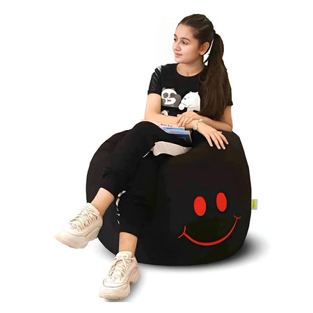Relaxsit Smiley Fabric Bean Bag, Black, 22.83" x 29.53" - Image 2