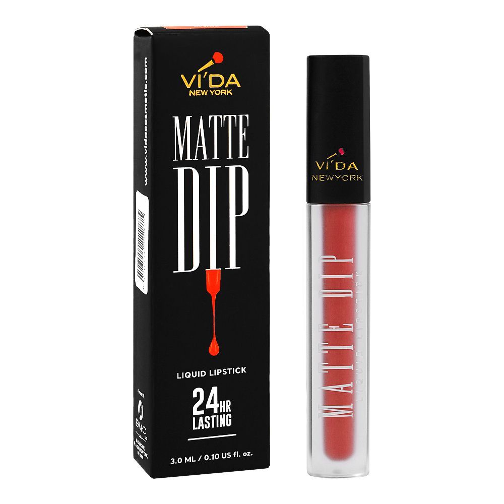 Vi'da New York Matte Dip Liquid Lipstick, 3ml, 07 Indian Red - Image 2