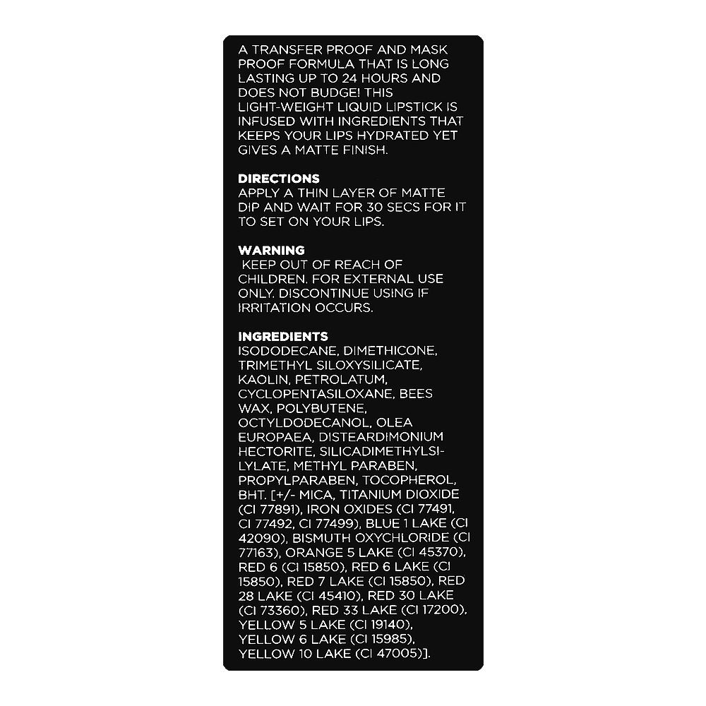 Vi'da New York Matte Dip Liquid Lipstick, 3ml, 104 Berry Noir - Image 4