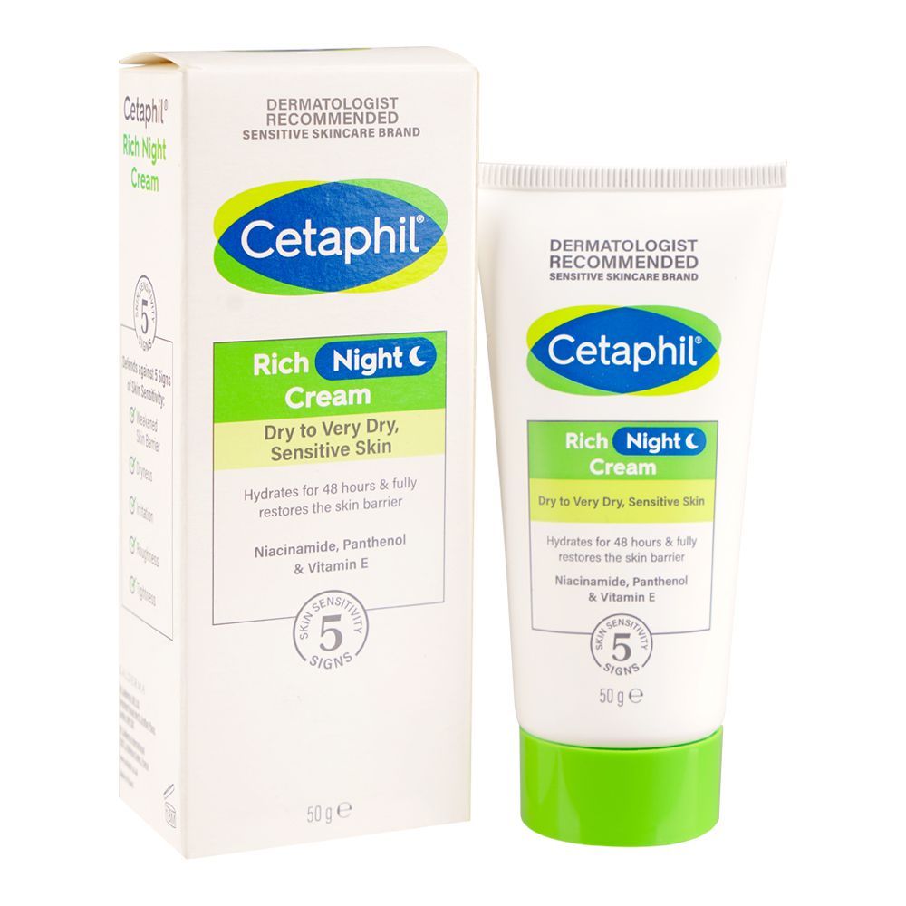Cetaphil Rich Night Cream with Niacinamide, For Dry To Very Dry, Sensitive Skin, 50g - Main Image