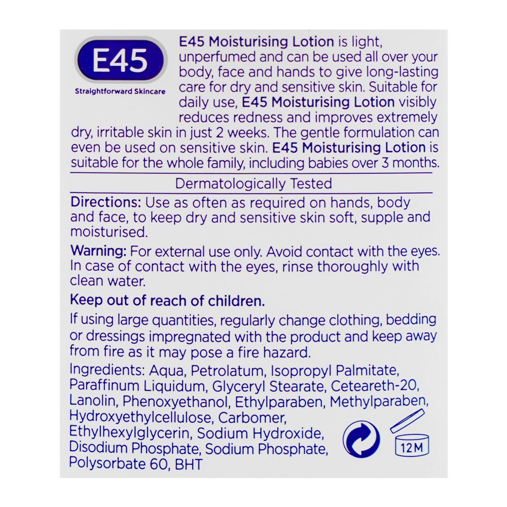 E45 Moisturizing Lotion, For Dry & Sensitive Skin, 500ml - Image 3