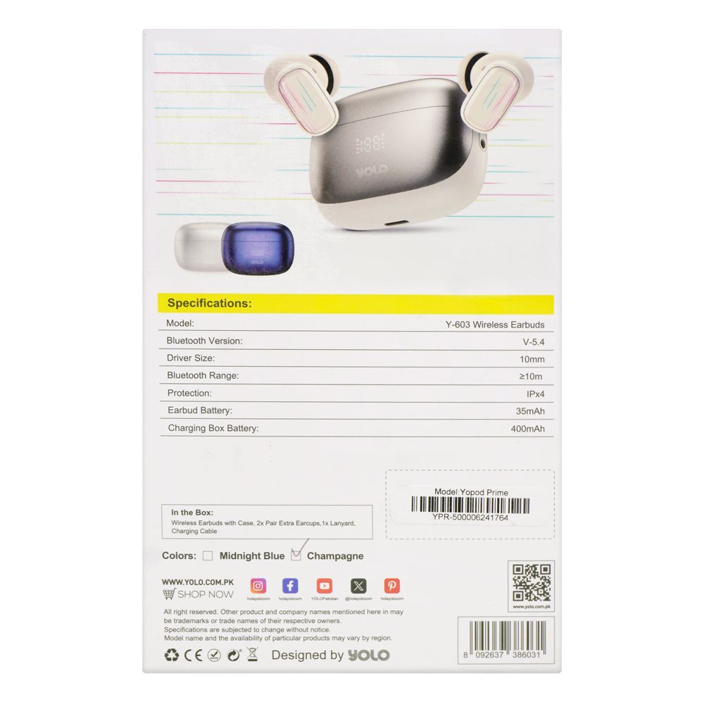 Yolo Yopod Prime Wireless Earbuds, Gold, Y-603 - Image 4