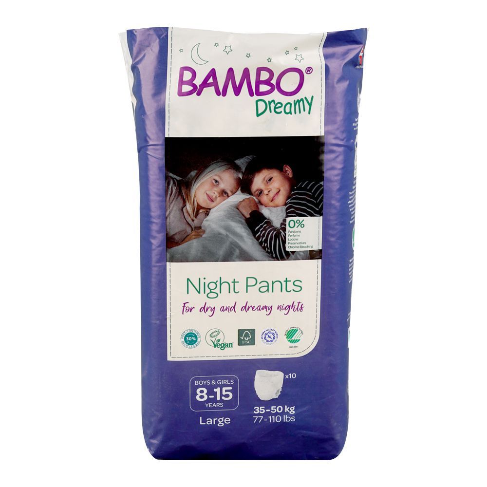 Bambo Dreamy Night Pants, Large, 35-50 Kg, For 8-15 Years Boys & Girls, 10-Pack - Main Image