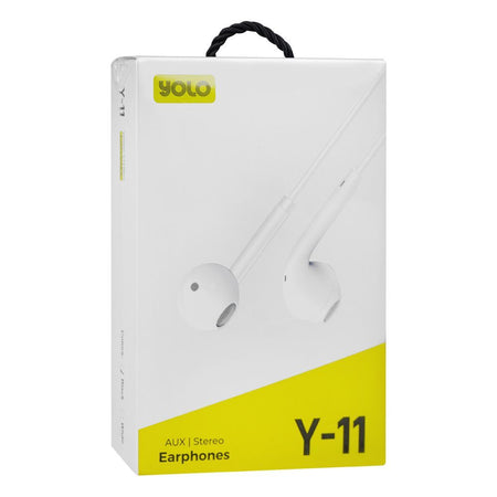 Yolo Aux Wired Earphone, Handsfree, White, Y-11 - Image 2